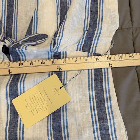 NEW! Birds of Paradis by Trovata Jodie Linen Tie Front Shirt Stripe Size Small - Picture 7 of 9